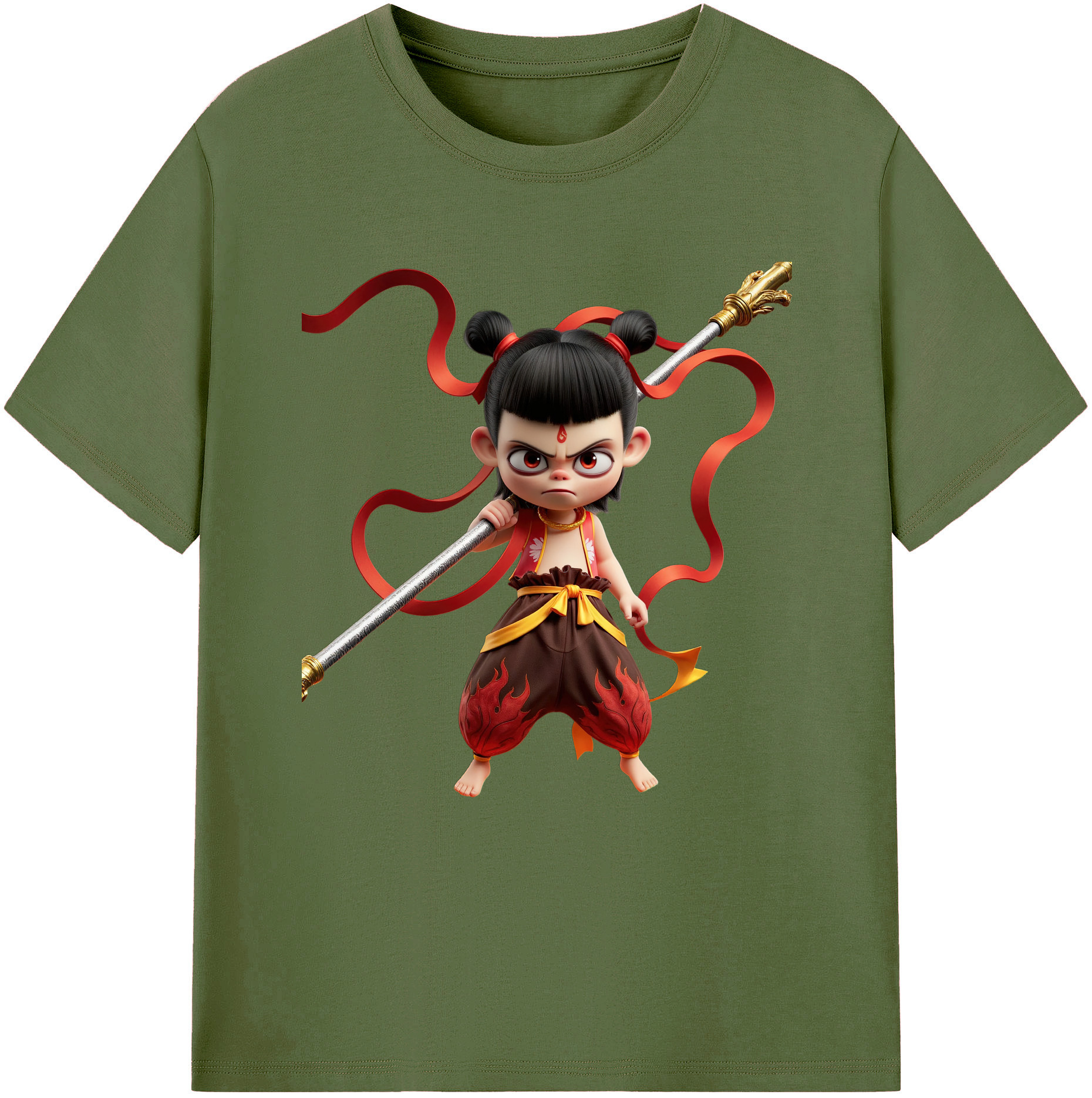 （画像用） Ne Zha 2 ナタ 魔童の大暴れ 綿100％半袖Tシャツ（フロントプリント）
